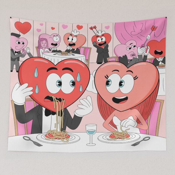Item preview, Awkward Spaghetti Valentine's | Funny Heart Characters Date designed and sold by Midnight Veil Designs.