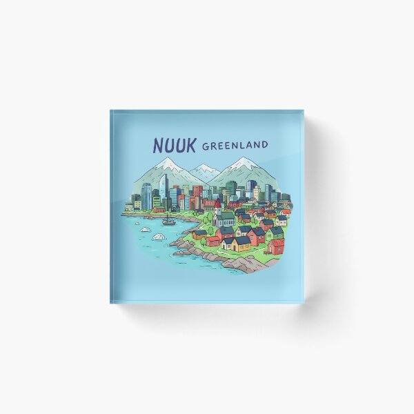 Item preview, Copy of Nuuk Greenland Cute And Colorful Landscape With Flag designed and sold by HowToCanadian.
