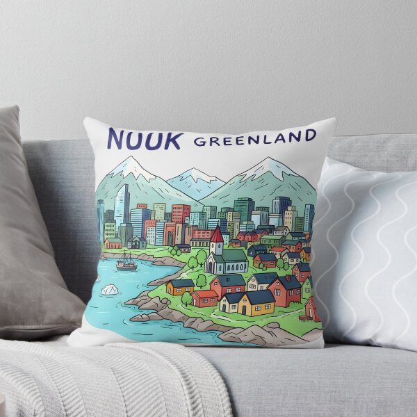 Item preview, Copy of Nuuk Greenland Cute And Colorful Landscape With Flag designed and sold by HowToCanadian.