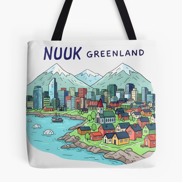 Item preview, Copy of Nuuk Greenland Cute And Colorful Landscape With Flag designed and sold by HowToCanadian.