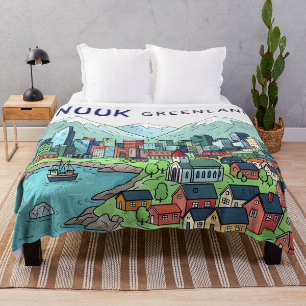 Item preview, Copy of Nuuk Greenland Cute And Colorful Landscape With Flag designed and sold by HowToCanadian.