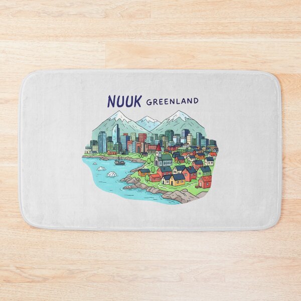 Item preview, Copy of Nuuk Greenland Cute And Colorful Landscape With Flag designed and sold by HowToCanadian.