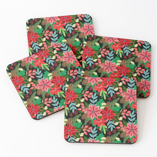 Item preview, Christmas poinsettia floral pattern designed and sold by Jennifer Ladd.