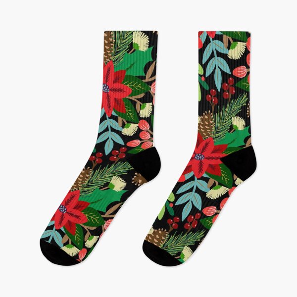Item preview, Christmas poinsettia floral pattern designed and sold by Jennifer Ladd.