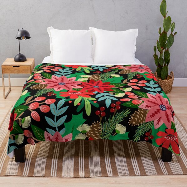 Item preview, Christmas poinsettia floral pattern designed and sold by Jennifer Ladd.