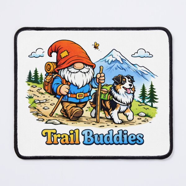 Item preview, Trail Buddies: Gnome Hiking with Aussie Dog in the Mountains designed and sold by Moriarty's Digital Visions.