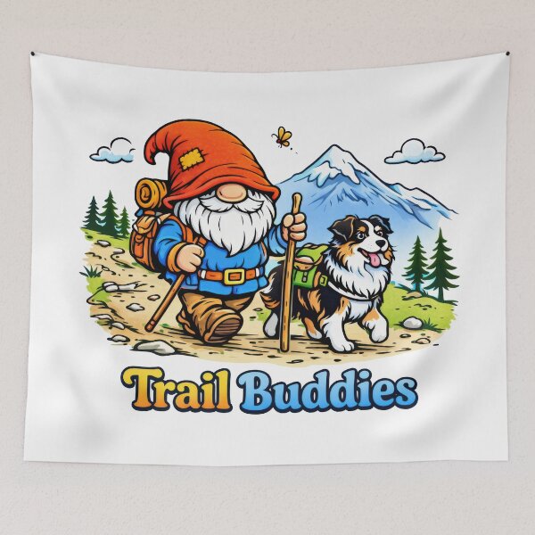 Item preview, Trail Buddies: Gnome Hiking with Aussie Dog in the Mountains designed and sold by Moriarty's Digital Visions.