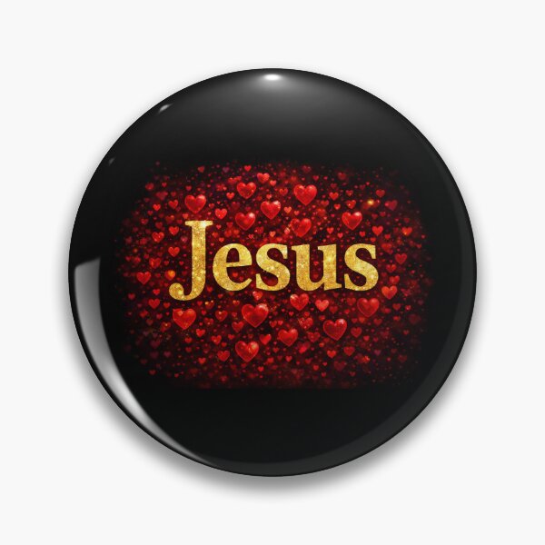 Item preview, Jesus Gold Letters Red Hearts Christian Design designed and sold by Holy-Scripture.