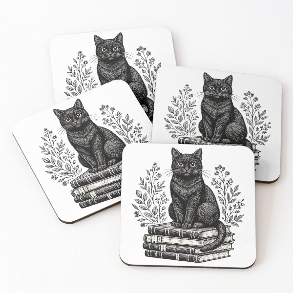 Item preview, Black Cat Sitting on Books designed and sold by emilydabblese.