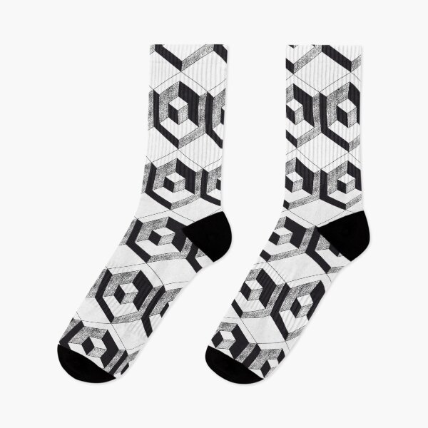 Item preview, Isometric pattern black and white cubes designed and sold by Good_Things.