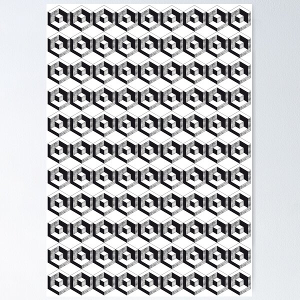 Item preview, Isometric pattern black and white cubes designed and sold by Good_Things.