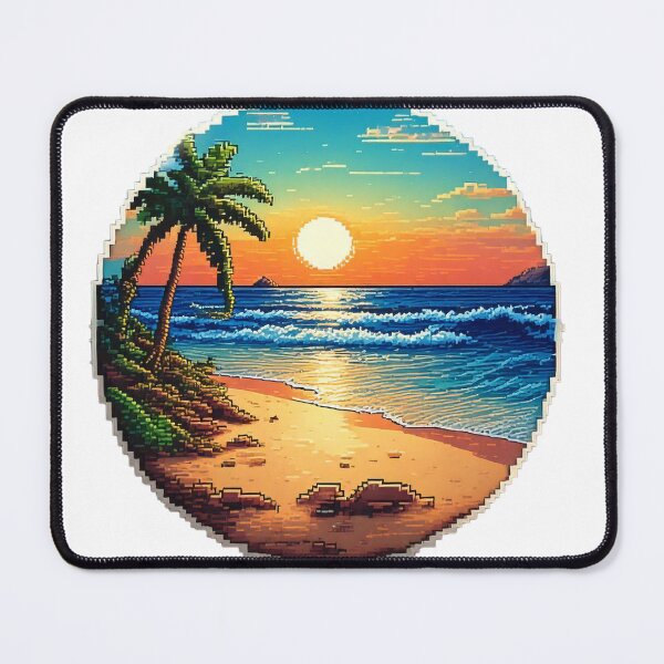 Item preview, Retro Sunset Tropical Beach Pixel Art designed and sold by Black Ink Visions.