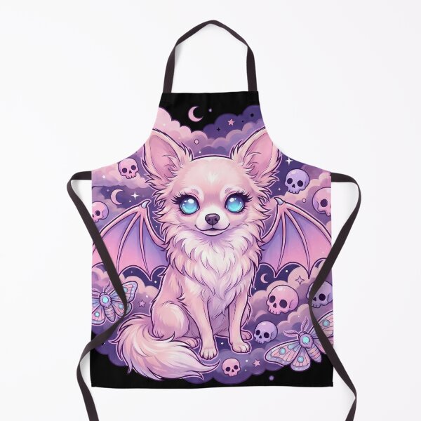Item preview, Long-Haired Goth Kawaii Chihuahua in Clouds Digital Art - Creepy Cute - Pastel Goth Ethereal Dog Design designed and sold by tigers-heart.