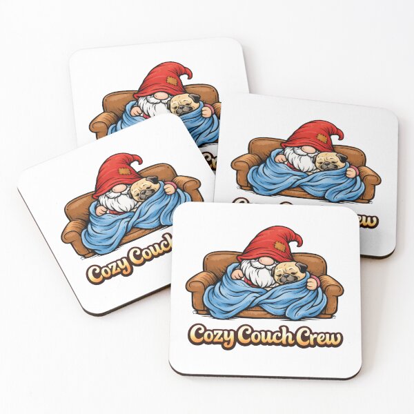 Item preview, Cozy Couch Crew – Gnome and Pug Snuggle Illustration designed and sold by Moriarty's Digital Visions.