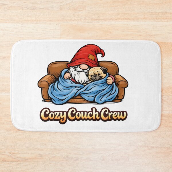Item preview, Cozy Couch Crew – Gnome and Pug Snuggle Illustration designed and sold by Moriarty's Digital Visions.