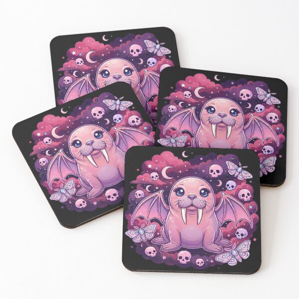 Item preview, Goth Kawaii Walrus in Clouds Digital Art - Creepy Cute - Pastel Goth Tusked Dreamcore Design designed and sold by tigers-heart.