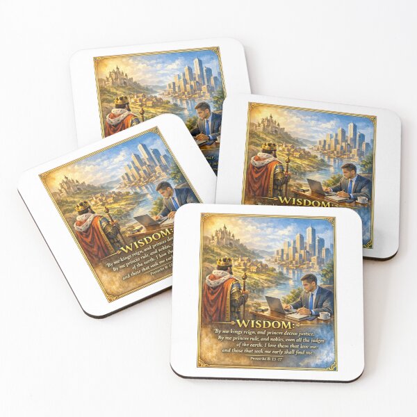 Item preview, Wisdom Builds Kingdoms and Companies, Proverbs 8 15 17 Christian Business Leadership Art in Gold and Blue designed and sold by TerScott.