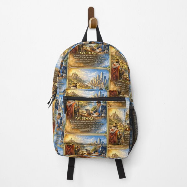 Item preview, Wisdom Builds Kingdoms and Companies, Proverbs 8 15 17 Christian Business Leadership Art in Gold and Blue designed and sold by TerScott.