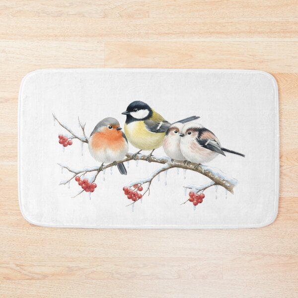 Item preview, Cozy Winter Birds on a Snowy Berry Branch designed and sold by VibranPalette.