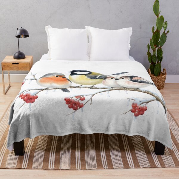 Item preview, Cozy Winter Birds on a Snowy Berry Branch designed and sold by VibranPalette.