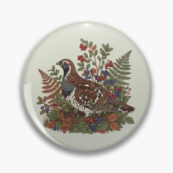 Item preview, Hazel Grouse in Forest Berries and Leaves designed and sold by BirdsnStuff.