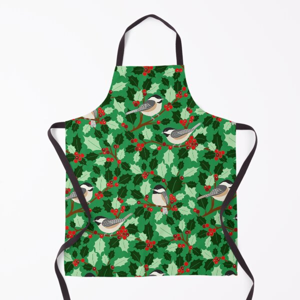 Item preview, Christmas chickadee birds among the holly branches designed and sold by Jennifer Ladd.