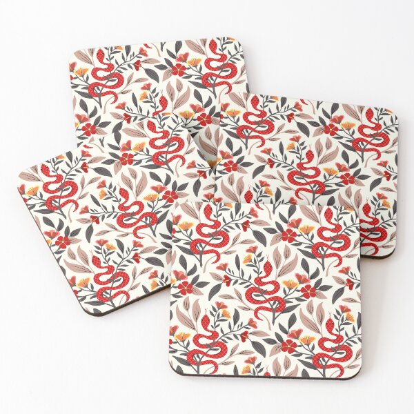 Item preview, Red snake and flowers - lunar new year designed and sold by Jennifer Ladd.