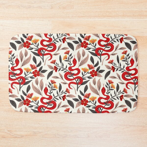 Item preview, Red snake and flowers - lunar new year designed and sold by Jennifer Ladd.