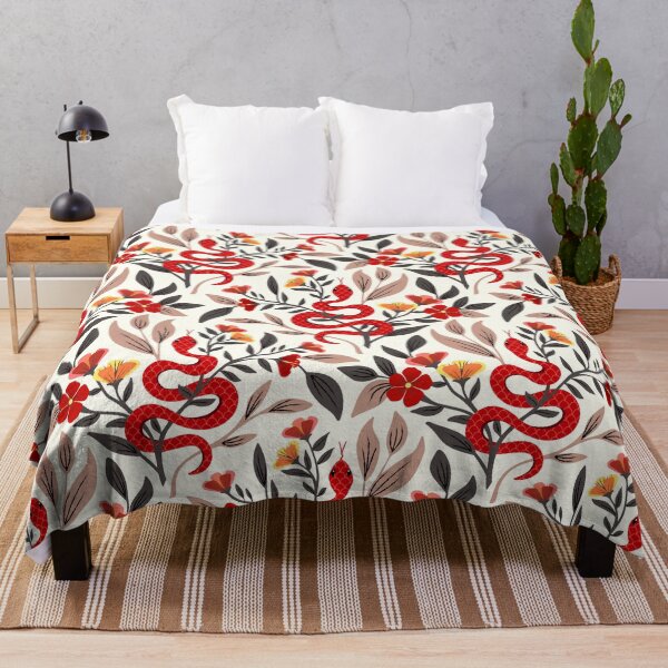Item preview, Red snake and flowers - lunar new year designed and sold by Jennifer Ladd.