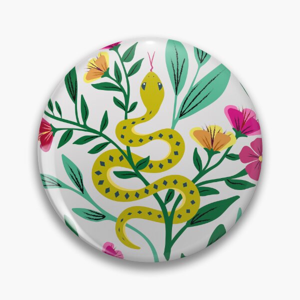 Item preview, Yellow snakes amid pink flowers designed and sold by Jennifer Ladd.