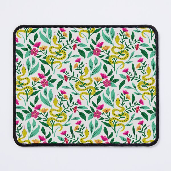 Item preview, Yellow snakes amid pink flowers designed and sold by Jennifer Ladd.