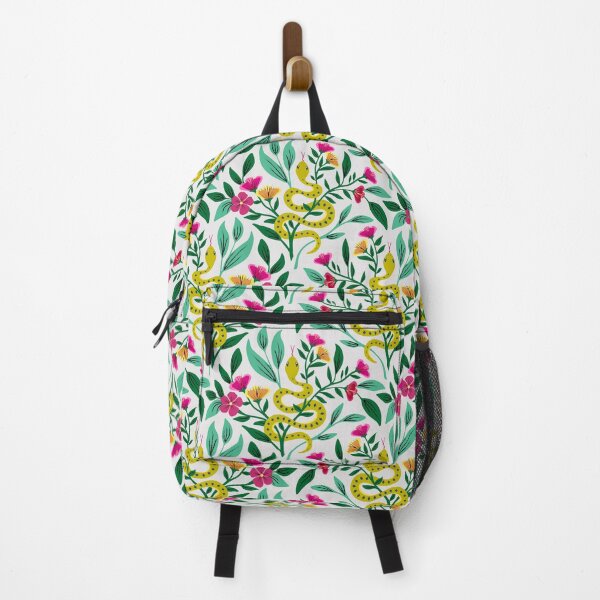 Item preview, Yellow snakes amid pink flowers designed and sold by Jennifer Ladd.