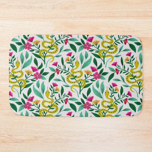 Item preview, Yellow snakes amid pink flowers designed and sold by Jennifer Ladd.