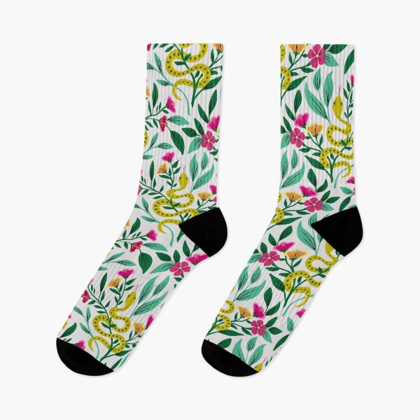 Item preview, Yellow snakes amid pink flowers designed and sold by Jennifer Ladd.