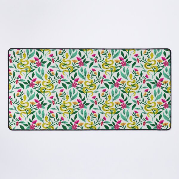 Item preview, Yellow snakes amid pink flowers designed and sold by Jennifer Ladd.