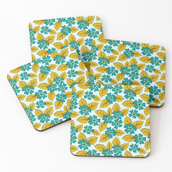 Item preview, Colorful tossed sakura flowers in blue and green designed and sold by Jennifer Ladd.