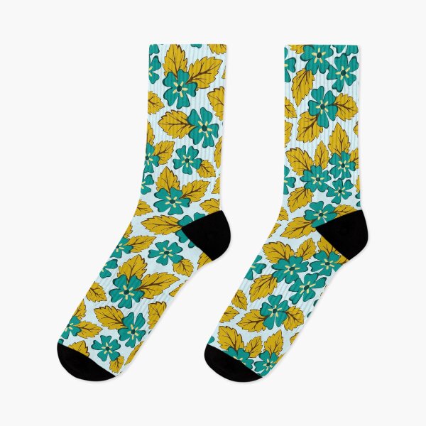 Item preview, Colorful tossed sakura flowers in blue and green designed and sold by Jennifer Ladd.