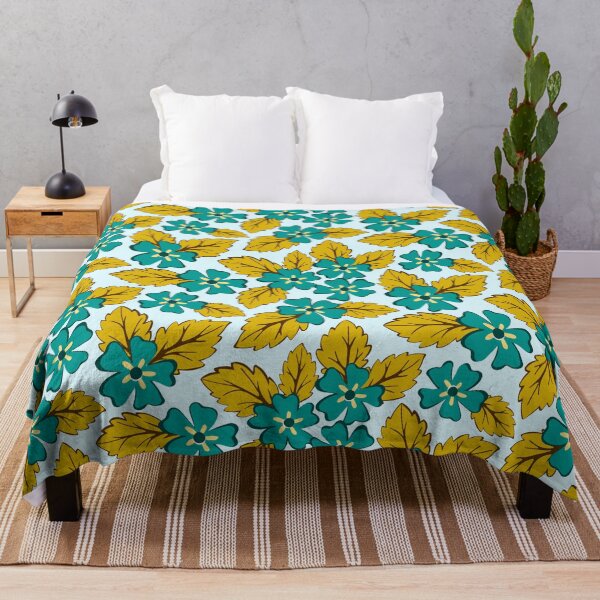 Item preview, Colorful tossed sakura flowers in blue and green designed and sold by Jennifer Ladd.