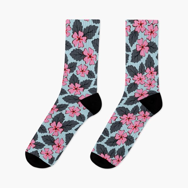 Item preview, Colorful tossed pink sakura flowers in pink and blue designed and sold by Jennifer Ladd.