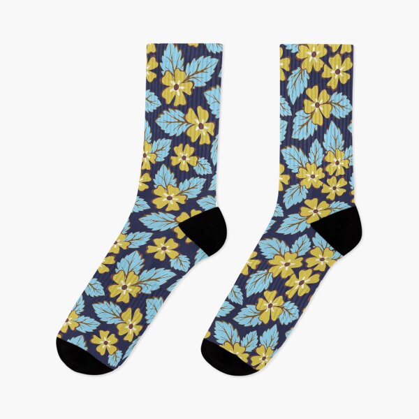Item preview, Colorful tossed yellow sakura flowers on blue designed and sold by Jennifer Ladd.