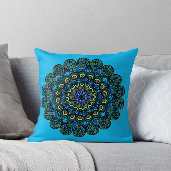 Item preview, Intricate Peacock Mandala - Sacred Geometry Blue and Green designed and sold by RareSquareBearArts.