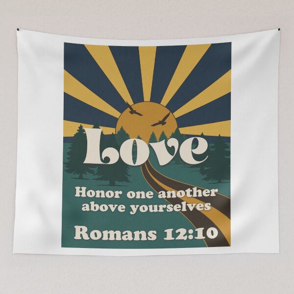 Item preview, Love – Retro Sunrise Typography | Romans 12:10 designed and sold by Retro Callback.