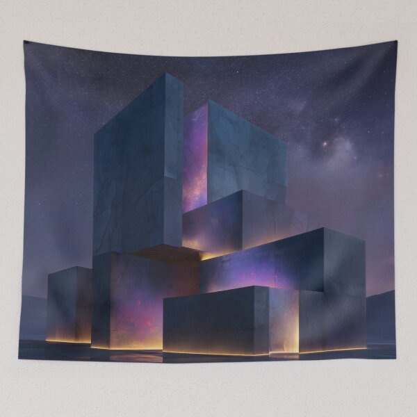Item preview, Abstract Brutalist Architecture in Deep Space designed and sold by LuminousFoundry.