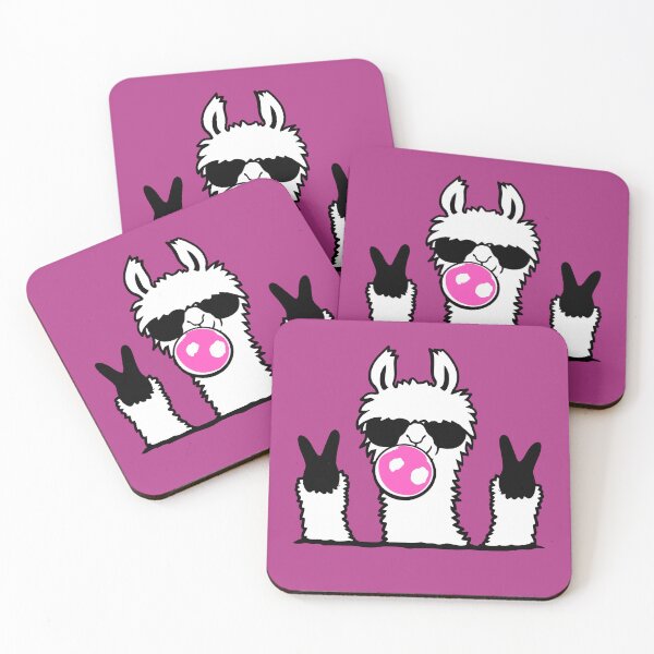 Item preview, Llama Bubblegum Cool Sunglasses Chewing Peace Hand Sign designed and sold by shirt-o-mat.