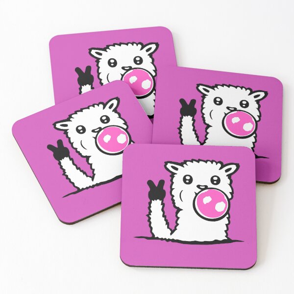 Item preview, Llama Bubblegum Cool Chewing Peace Hand Sign Victory designed and sold by shirt-o-mat.