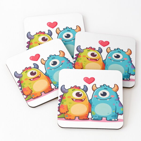Item preview, Monster Friends – Cute Cartoon Cyclops Duo with Heart designed and sold by Cristhian Almanza.