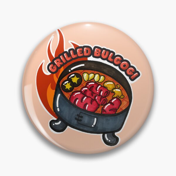 Item preview, Cute Korean BBQ Grilled Bulgogi Hand Drawn Kawaii Fire Doodle designed and sold by lazypencil.art.