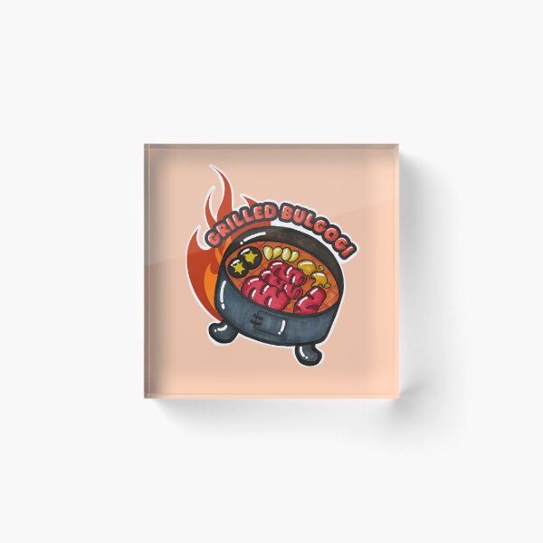 Item preview, Cute Korean BBQ Grilled Bulgogi Hand Drawn Kawaii Fire Doodle designed and sold by lazypencil.art.