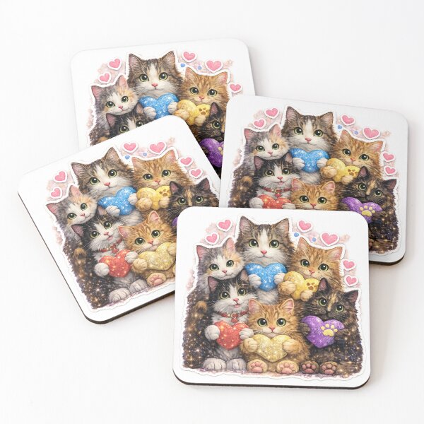 Item preview, Glitter Valentine Kittens Holding Hearts, Cute Cat Love Sticker Cutout, Sparkly Kawaii Cat Decor designed and sold by TerScott.
