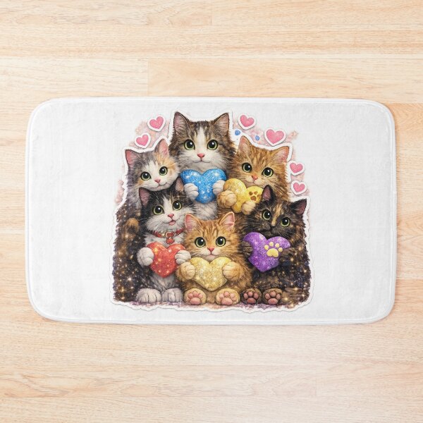 Item preview, Glitter Valentine Kittens Holding Hearts, Cute Cat Love Sticker Cutout, Sparkly Kawaii Cat Decor designed and sold by TerScott.
